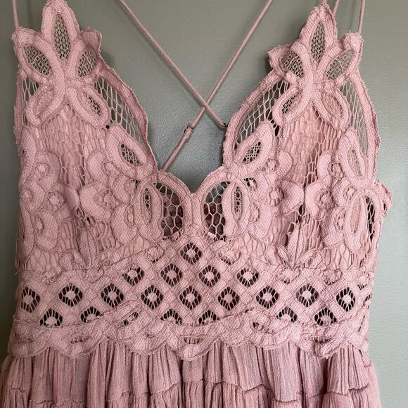 Free People Pink Lace Peplum Blouse - Picture 8 of 16